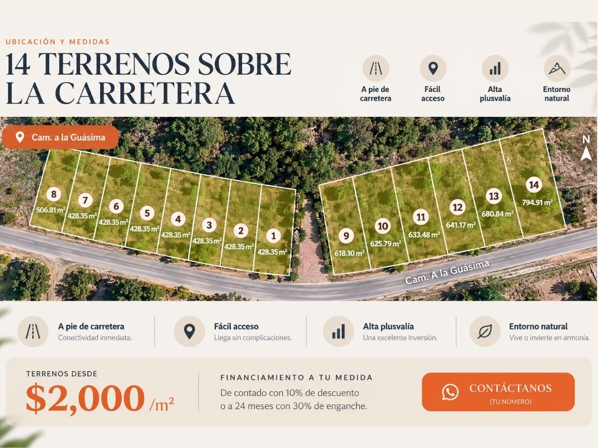 Terrenos de 428 a 795 m²